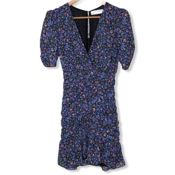 Astr Shirred Bottom Purple Floral Mini Dress NWT - Picture 5 of 15